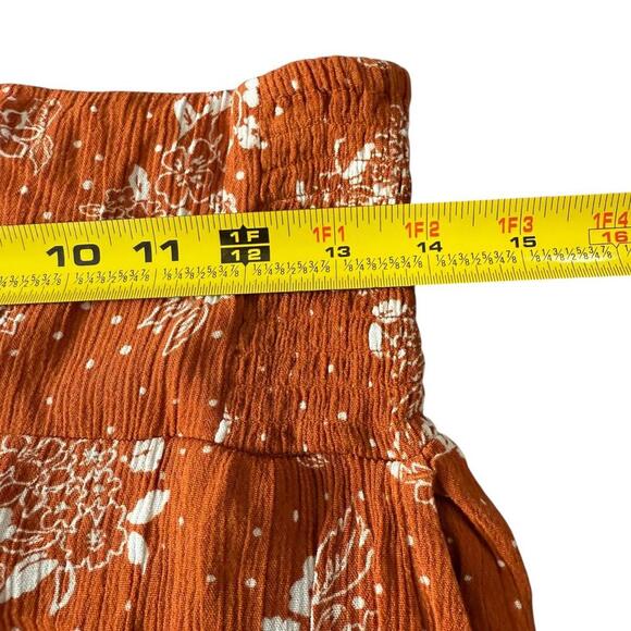 Rust Floral Wide Leg Smocked Pants - Size Small - Picture 3 of 4